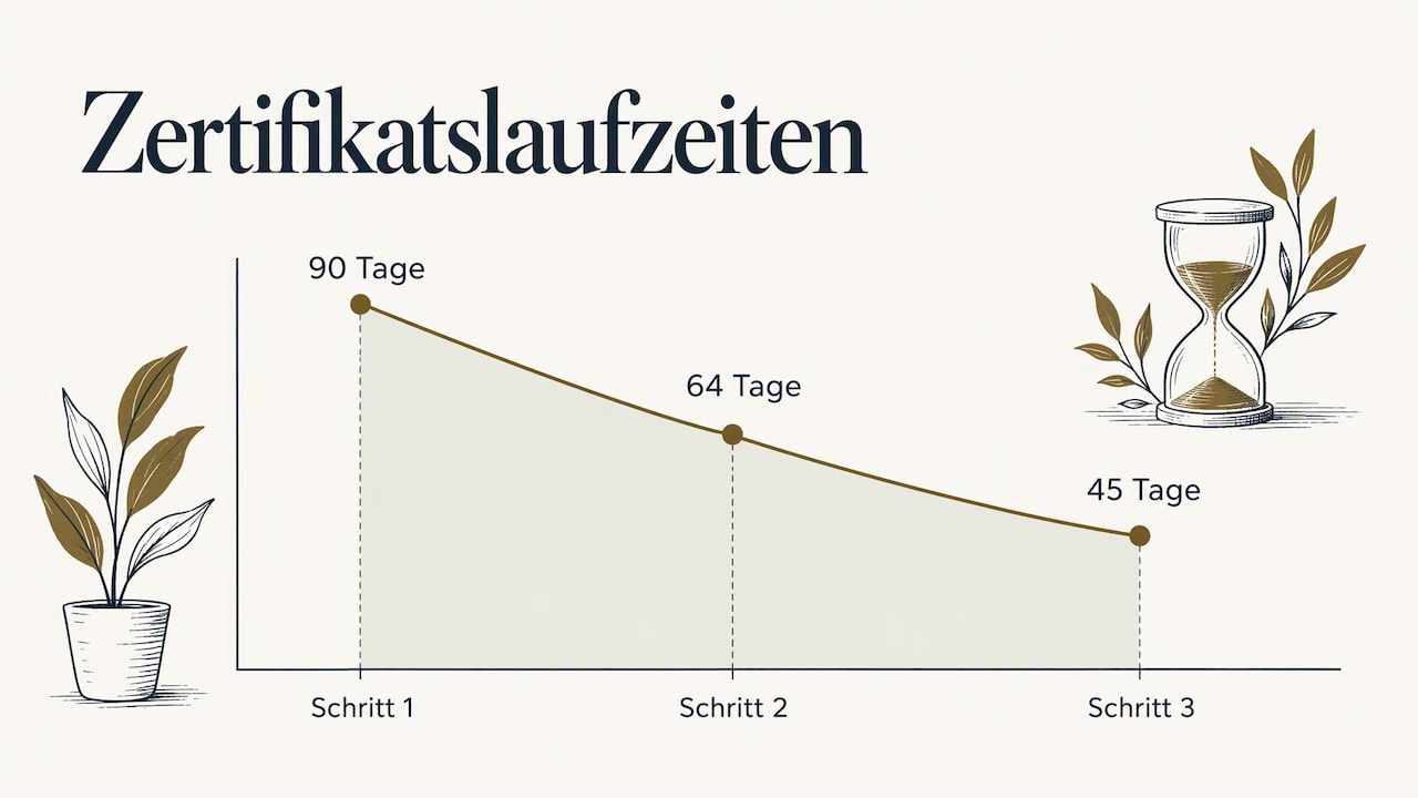 Zertifikatslaufzeiten bei Let's Encrypt: von 90 Tagen über 64 Tage auf 45 Tage in drei Schritten